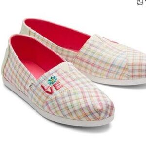 NIB Toms Alpargata Natural Summer Plaid Love Espadrilles